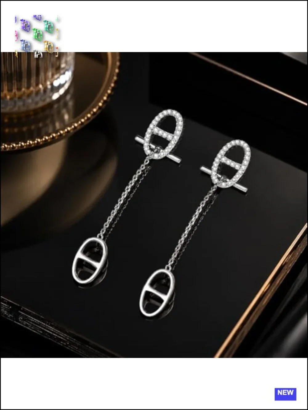 14K White Gold Plated Drop Dangle Earrings, Cubic Zirconia Convertible Earrings
